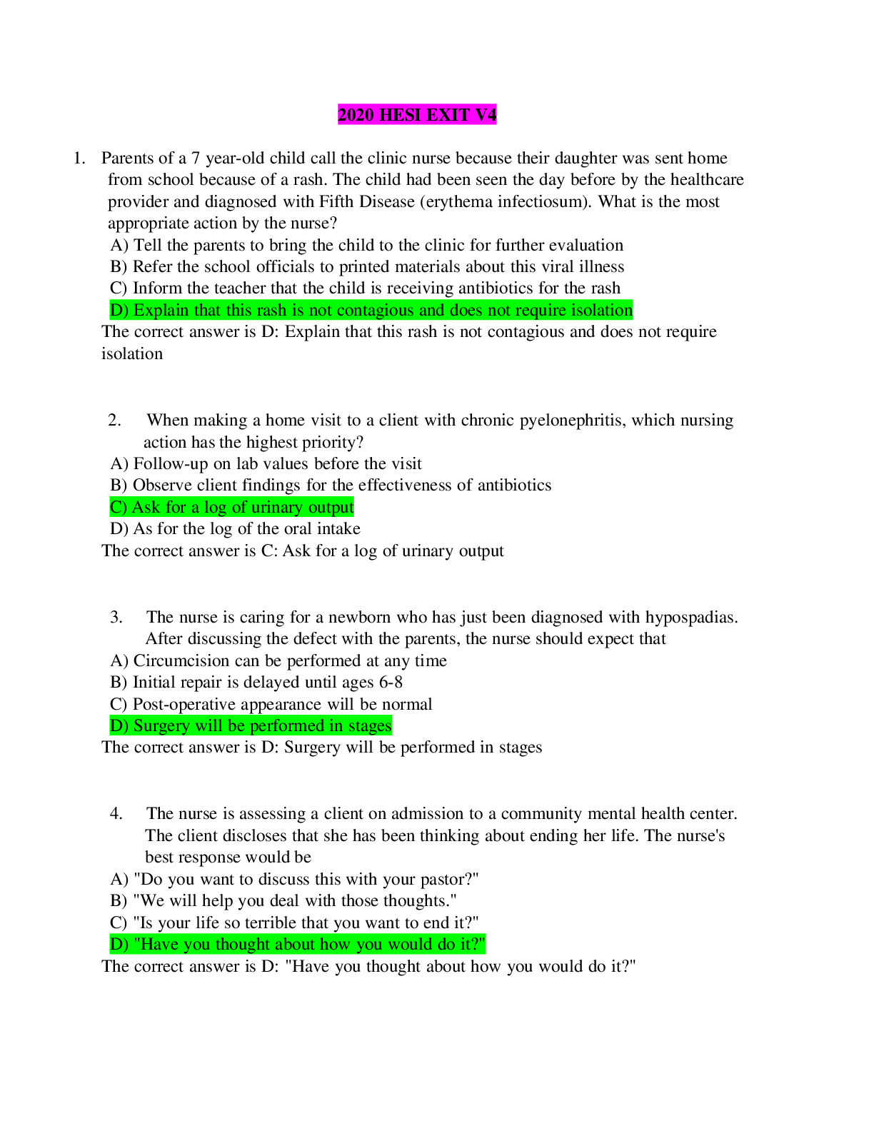 Preview of 2020 HESI EXIT V4 2020 HESI EXIT V4
